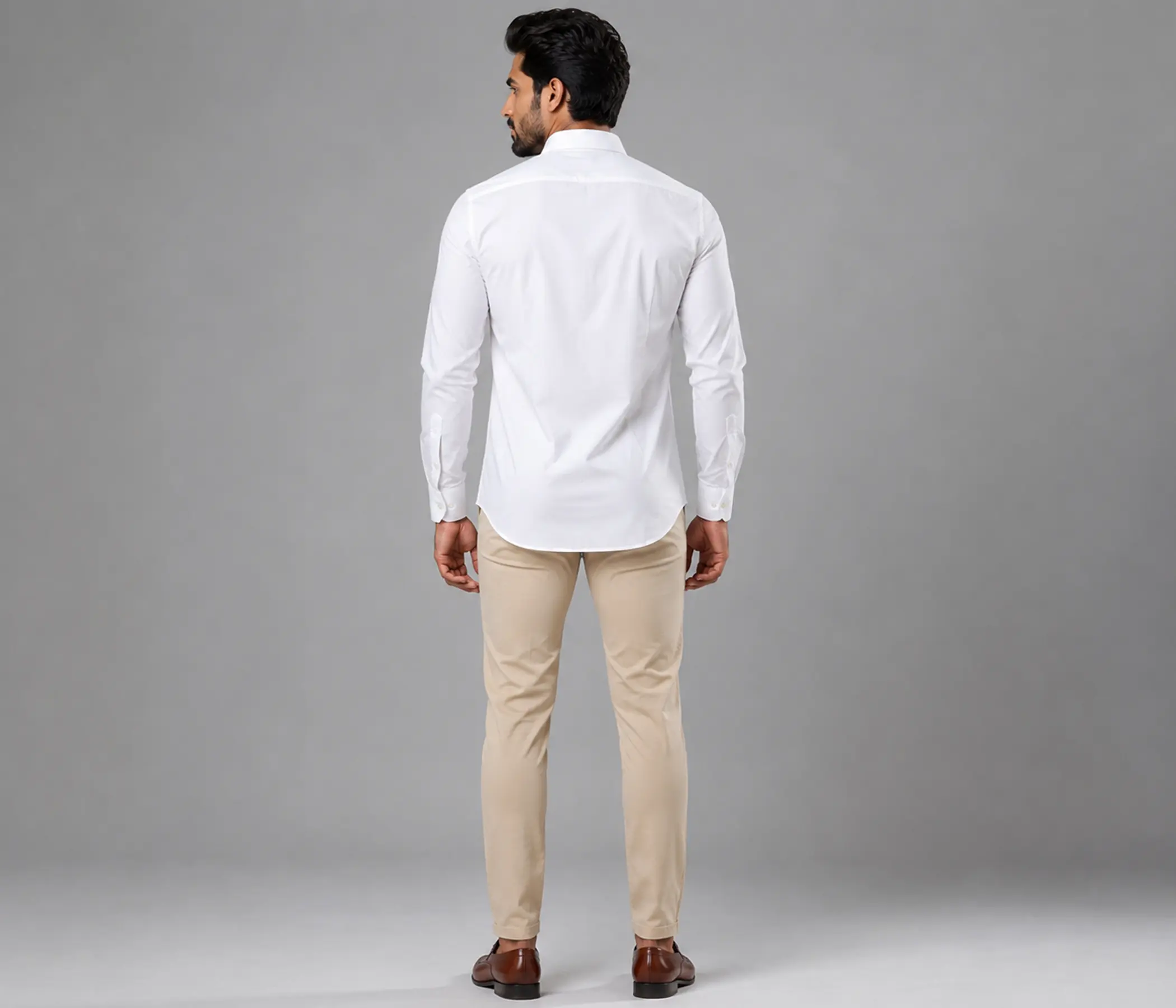 Royal Tiger Illustrated White Cotton Shirt - Premium Long Sleeve Mens Business Casual Button Shirt